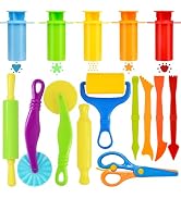 LCY WEDSHI Dough Tool Set, 15 Pcs Dough Tools Sets for Kids Ages 4-8, Dough Accessories Includes ...