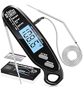 Vuwwey Instant Read Meat Thermometer Digital for Cooking with Dual Probe, Big Backlit &amp; Calibrati...