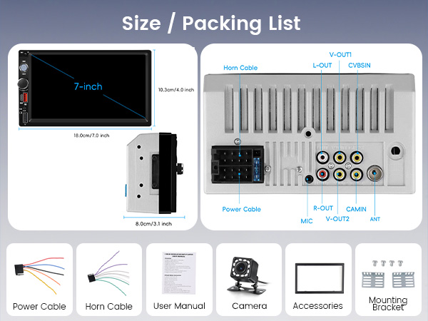 Car Stereo Double Din Car Radio Wireless Carplay Android auto Touch Screen