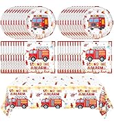 41Pcs FireTruck Birthday Party Decorations Fire Truck Party Tableware Set,Include Firetruck Plate...