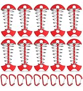TOBWOLF 10PCS Red Deck Anchor Pegs with Carabiners, Windproof Aluminum Deck Tie Down Spring Tent ...
