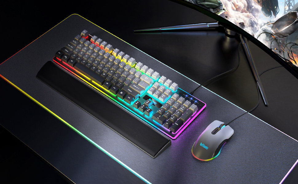 Light up gaming keyboard and mouse combo