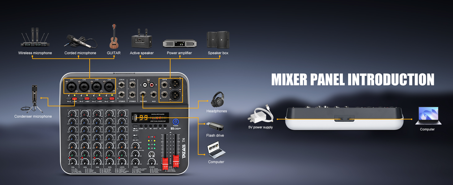 6 channel Audio Mixer