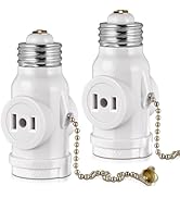 2 Outlet Light Socket Adapter, E26 Bulb Socket to Outlet Splitter,Converts Medium Screw Socket in...