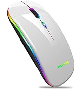Wireless Bluetooth Mouse for Laptop, Rechargeable Mouse 2.4G USB Optical Wireless Mouse, LED Slim...