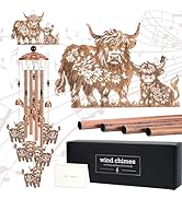 LIRAVENO Highland Cow Gifts Windchimes - Metal Animal Wind Chimes for Cows Lover Outside Garden Y...