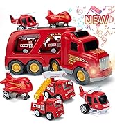 Fire Truck Toy for 3 4 5 6 Years Old Toddlers,Friction Powered Toddler Fire Truck with Sound &amp; Li...