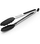 600? Heat Resistant Kitchen Tongs for Cooking with Silicone Tips,Maywe Tanso 12-Inch Stainless St...