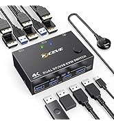 DP KVM Switch 2 Computer 2 Monitors, USB 3.0 Version Dual Monitors Displayport KVM Switcher Suppo...