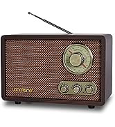 LoopTone FM AM Radio Retro Wood Radio with Bluetooth USB SD MMC Play Mp3 and Antenna Built in Spe...