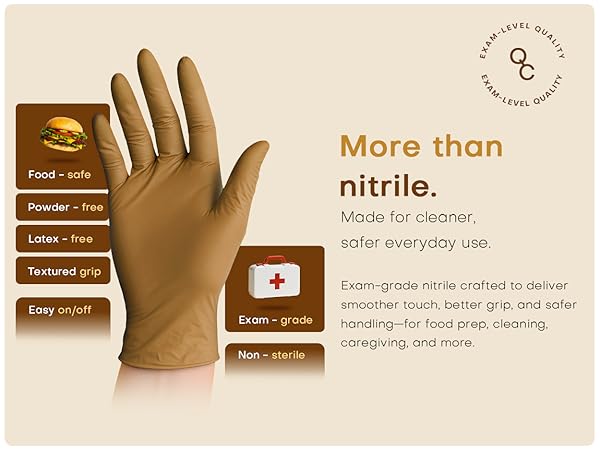 Exam-grade nitrile deliver smoother touch better grip safer handling food prep cleaning caregiving