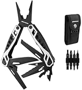 GRIPZON Multitool, 21-in-1 Multi Tool with Self-Locking Pliers &amp; Sheath, Stainless Steel Pocket K...