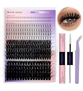 Lash Clusters Kit With Bottom Lashes 3D Curl 60/80/100/200D DIY Lash Extension Kit 12-18mm Multi-...