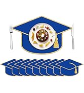 JarThenaAMCS 50 Sheets Graduation Cap Paper Placemat Place Mat Blue Gold Congrats Grad Hat Dispos...