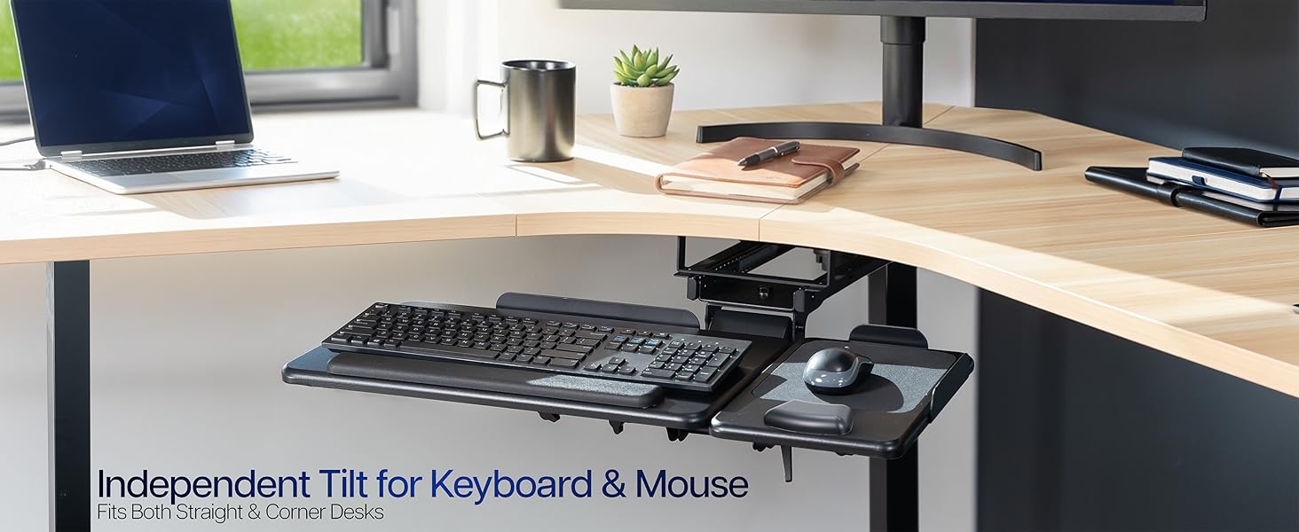 under desk keyboard tray ergonomic tilt mouse pad sliding keyboard drawer adjustable workstation