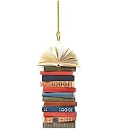 Book Tree, Book Shaped Christmas Ornament, Transparent Acrylic Book Lover Gift for Tree and Car D...