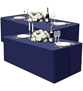 homing 2 Packs Rectangle Fitted Tablecloth, 6 Foot Washable Fabric Table Cloth, Waterproof Polyes...