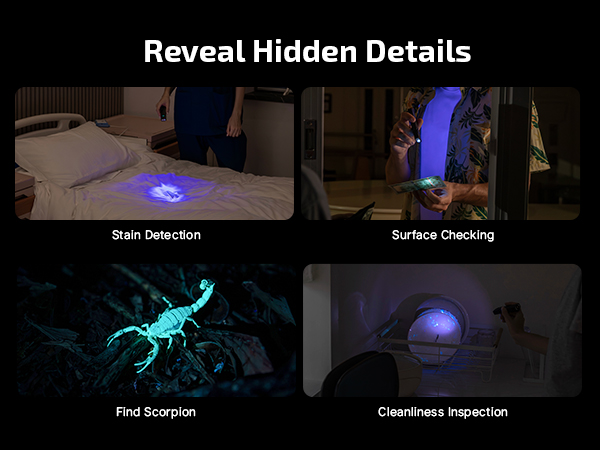 The UV light works for checking stains, searching for scorpions, and detecting pets&amp;amp;#39; urine