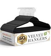 HOUSE DAY Black Velvet Hangers 50 Pack, Non Slip Clothes Hangers 17.25 inch | ?????? ????????????...