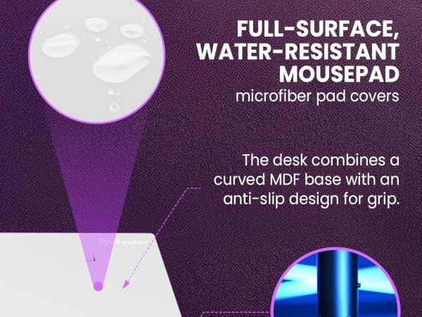 Desk gaming setup ready with wide desktop &amp;amp; sturdy frame