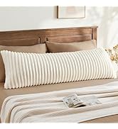 BEDELITE Fluffy Faux Fur Body Pillow Cover with Zipper, Luxury Plush 3D Striped Pillow Cover 20x5...