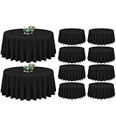10 Pack Black Round Tablecloth 90 Inch Washable Polyester Tablecloths for Round Tables Stain Resi...