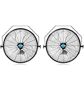 Tornado 2 Pack 18 Inch High Velocity Industrial Wall Fan with TEAO Enclosure Motor - 4000 CFM - 3...