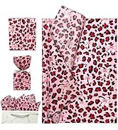 Pink Leopard Print Tissue Paper with Bow Design, 20x14 Inch, 30 Sheets