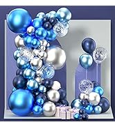 PartyWoo Blue and Silver Balloon Garland, 100 pcs Balloons Different Sizes Pack of 18 Inch 12 Inc...