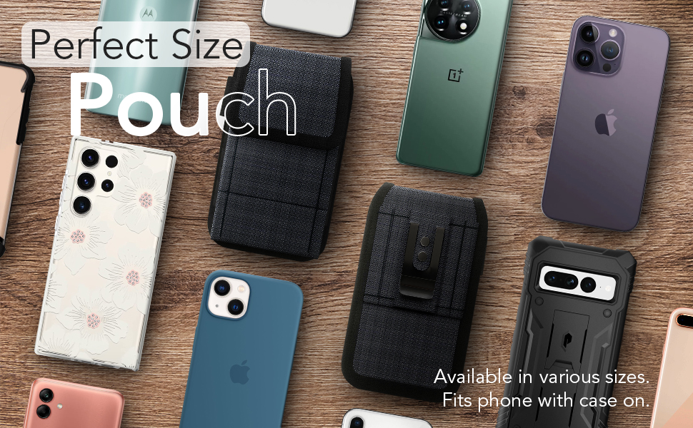 phone holster with cell phone case on