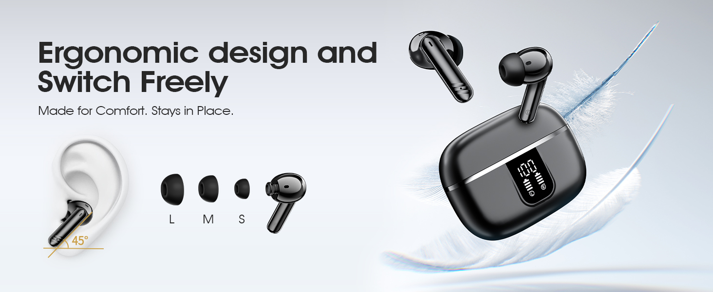 Ergonomic lightweight earbuds designed for small ears and secure comfortable fit.