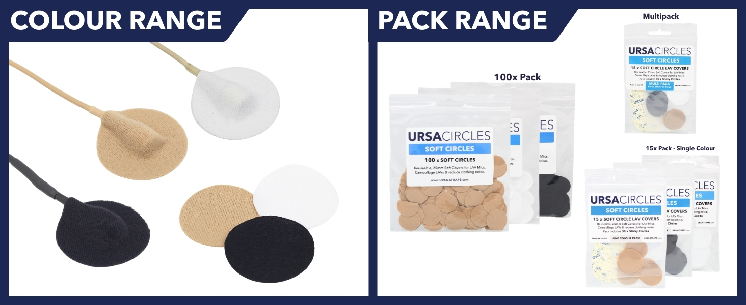 Text reads: 'COLOUR RANGE' and 'PACK RANGE' showing product packaging variations in different colors and sizes with measurement indicators.