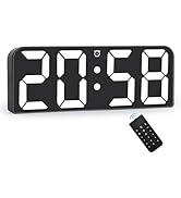 SZELAM Digital Wall Clock, 9.6” LED Large Digital Clock with Remote Control, 3 Level Brightness, ...