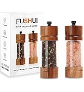 FUSHUI 2 Pack 5.5 Inch Wood Salt and Pepper Grinder Set, Premium Acrylic Salt and Pepper Grinder ...