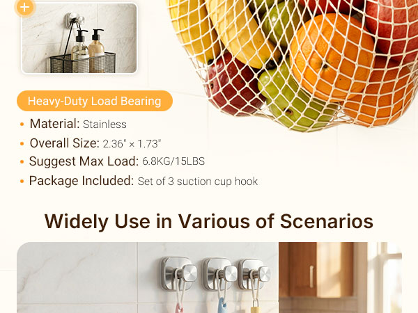 Suction Cup Hooks for Towel Robe Shower Bathroom Kitchen Glass Window Door