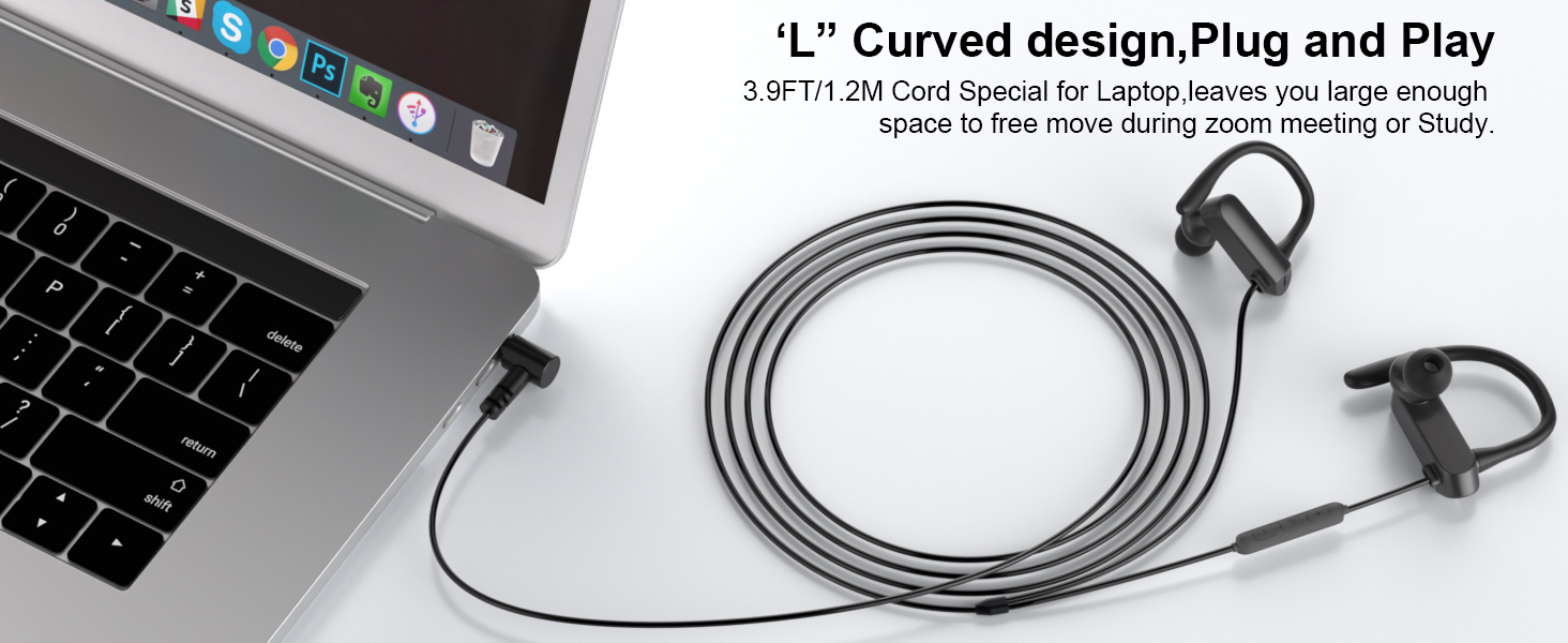 3.5mm Earphones with Mic Over Ear Wired Earbuds with Ear Hook