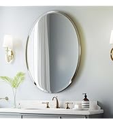 Luxbaro 24" x 36" Oval Mirror, Frameless Oval Bathroom Mirrors for Over Sink, Beveled Edge, Simpl...