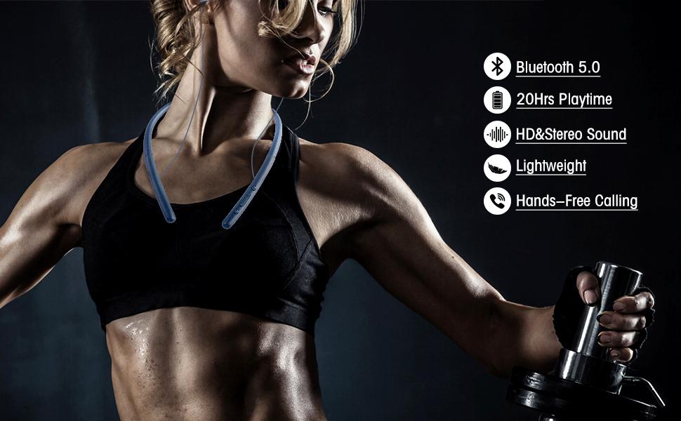 Yi-shaney 5.0 Bluetooth Wireless Neckband Earbuds