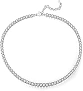 GEMOSA Tennis Necklaces for Women 14K Gold Plated Silver Sparkly 4mm 5A+ Cubic Zirconia CZ Rhines...