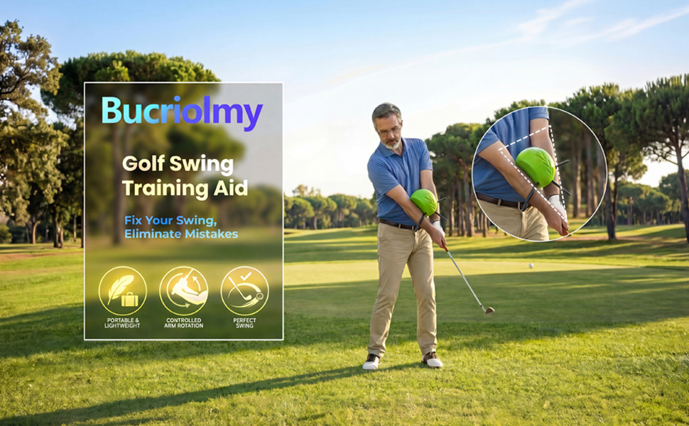 Bucriolmy golf swing trainer: fixes mistakes and builds a perfect swing triangle.