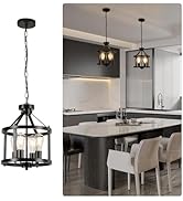 Black Farmhouse Chandelier, 4-Light Pendant Lights over Kitchen Island, Industrial Chandelier Cei...
