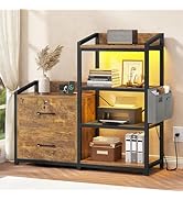 SEDETA 35.4” File Cabinet, Filing Cabinet fits Letter/A4 Size, 2 Drawe File Cabinets for Home Off...