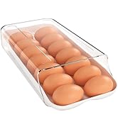 theaoo Egg Holder for Fridge, Automatic Rolling Egg Container for Refrigerator, Clear Plastic Egg...