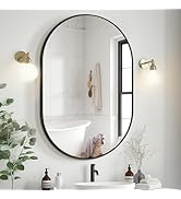 Bathroom Vanity Mirror for Wall, 36''x24'' Black Oval Bathroom Mirror for Over Sink, Bedroom, Liv...