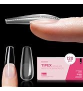Beetles Tipex Instant Apex Nail Tips,120Pcs Pre-building Pre-Etched Gel Nail Tips Long Coffin Thi...