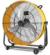 Heavy Duty Metal Industrial Drum Fan, 3 Speed Floor Fan for Warehouse, Workshop, Factory and Base...