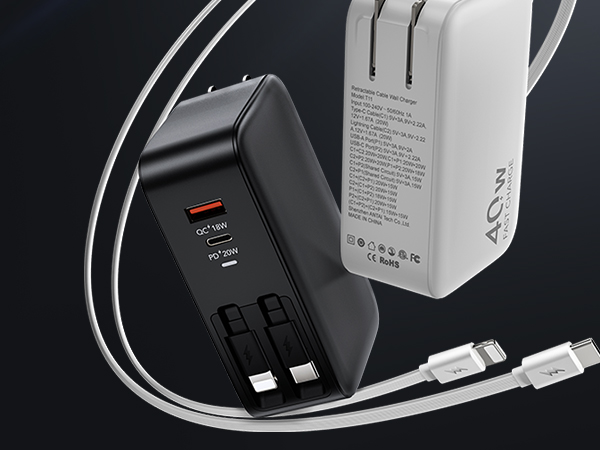 40W Retractable Fast Charging Foldable Block