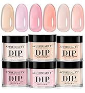 AZUREBEAUTY Dip Powder Set 6 Pcs Translucent Nude Pink Sheer Color, Natural Clear Dipping Powder ...