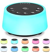 Color Noise Sound Machines with 10 Colors Night Light 25 Soothing Sounds and Sleep White Noise Ma...
