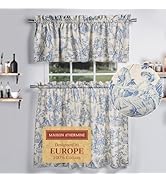 Maison d' Hermine Kitchen Curtains Sets for Windows 100% Cotton Set of Kitchen Curtains Valances ...